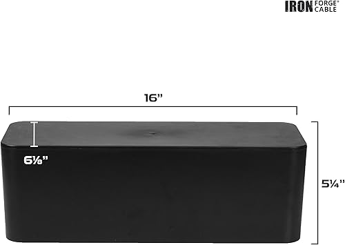Miniatura 2 de Iron Forge Cable Caja grande de organización de cables, 16 x 6 x 5 pulgadas, organizador de cables negro y organizador para cables, regletas de
