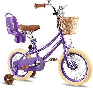 RULLY Donna Kids Bike for Girls Ages 2-7 Years, 12 14 16 Inch Princess Girls Bicycle with Doll Bike Seat, Training Wheels, Basket and Streamers, Kids Cycle Bikes, Multiple Colors