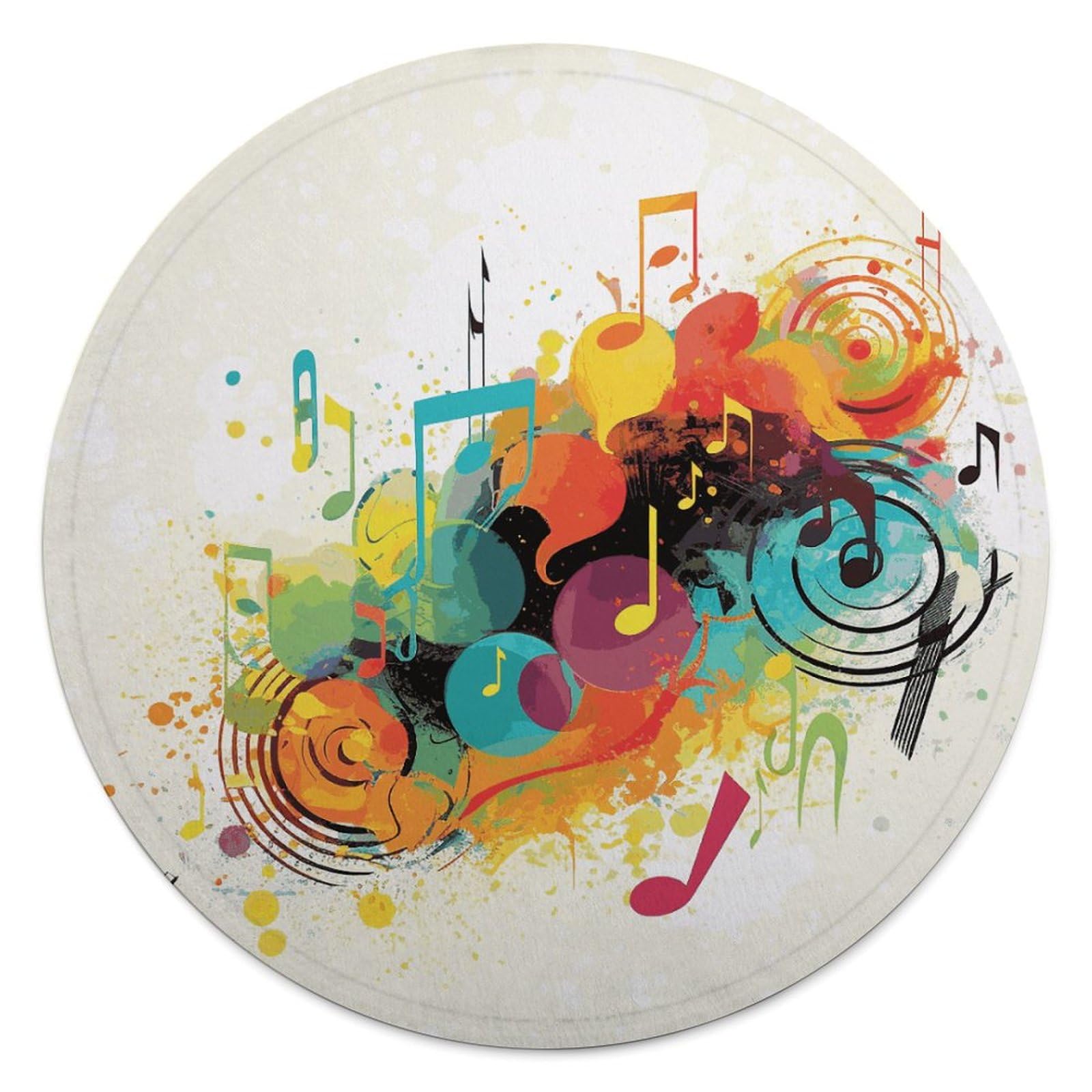 Couverture de plage ronde au design de musique abstraite de luxe