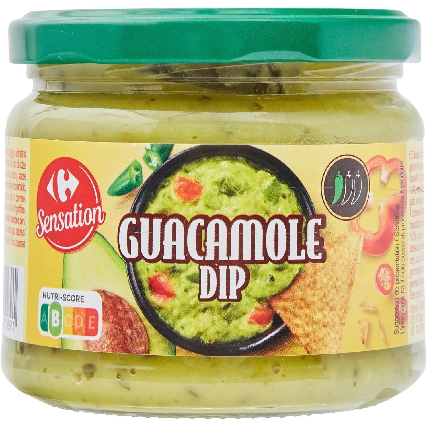 CARREFOUR SENSATION - Sauce Dip Guacamole - Idéale pour Apéritif et Tortilla Chips - Sauce Onctueuse à l’Avocat - le pot de 300 g - Le Lot De 4
