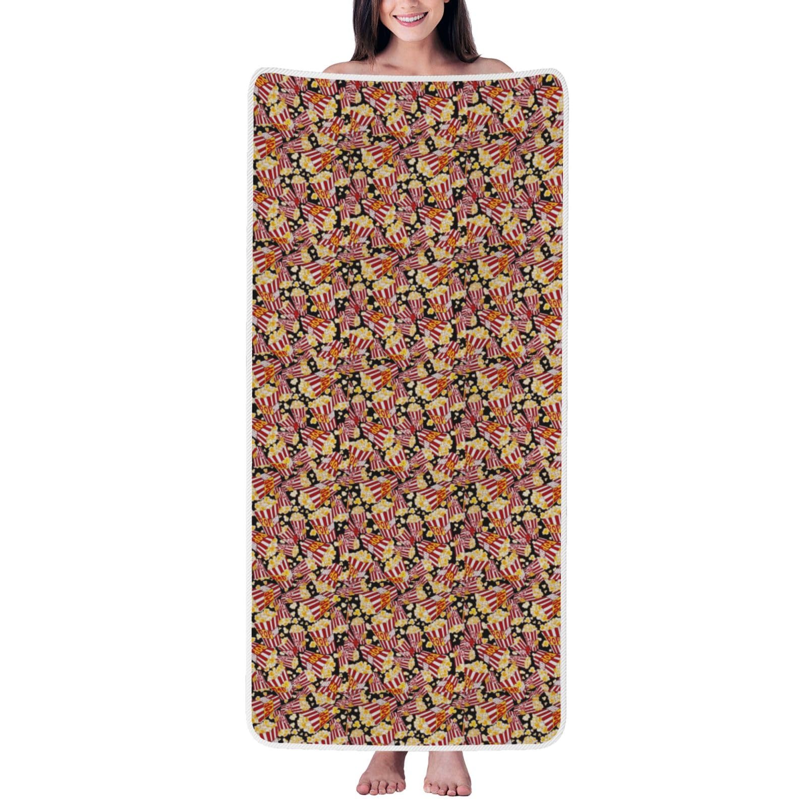 JBJGKHLP Popcorn Print Print Women Men Couples Coral Velvet Bath Towel Ultra-Soft For Home Bathroom Travel