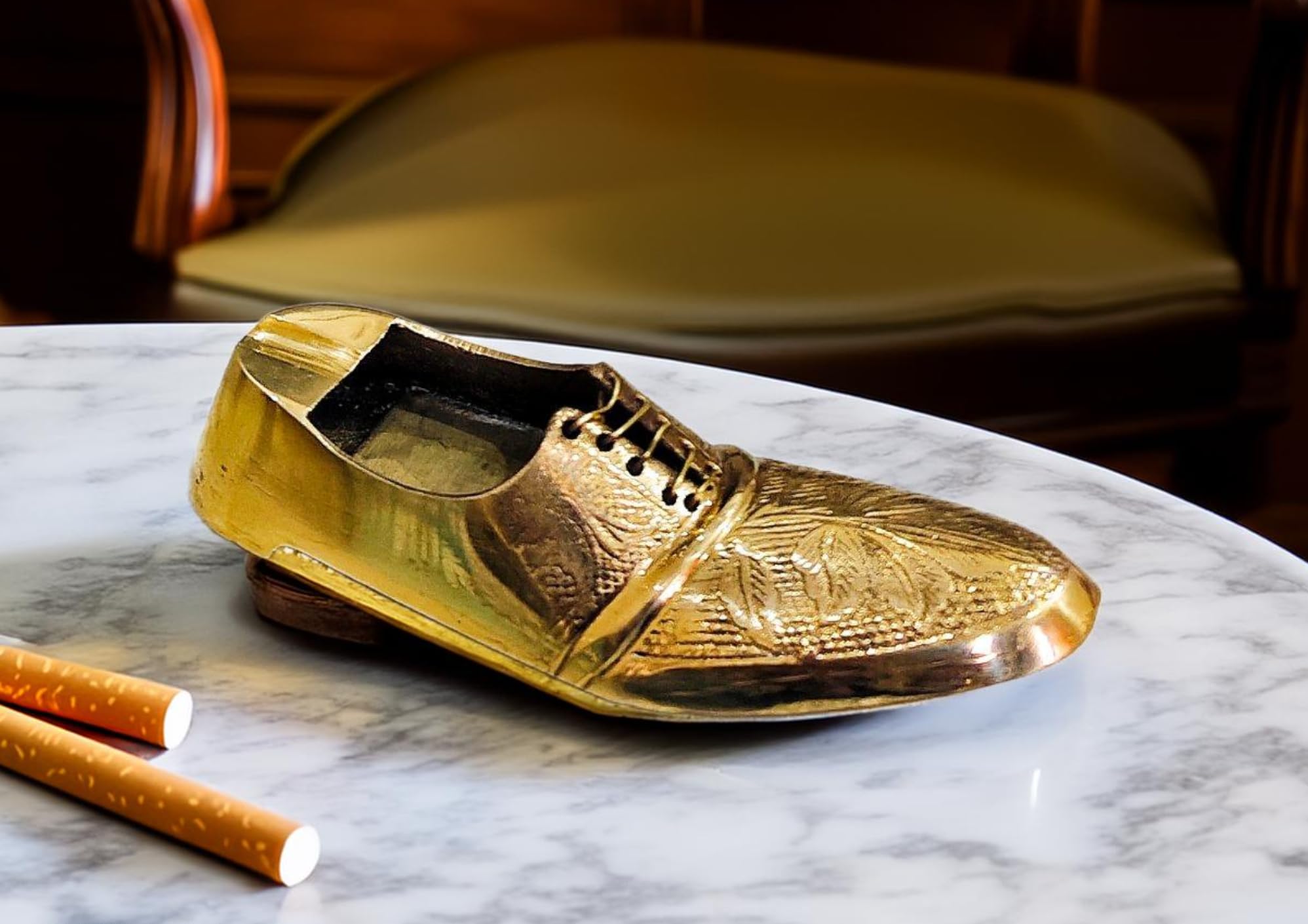 PITAL NAGRI ECRAFT presents Shoes Design Brass Cigarette Smoking Ash Tray gold shoe designed ash tray for Vintage Design Table Top Showpiece Home/OfficeHome Decor/Gift For Cigarette Smoking set of 1-image-39