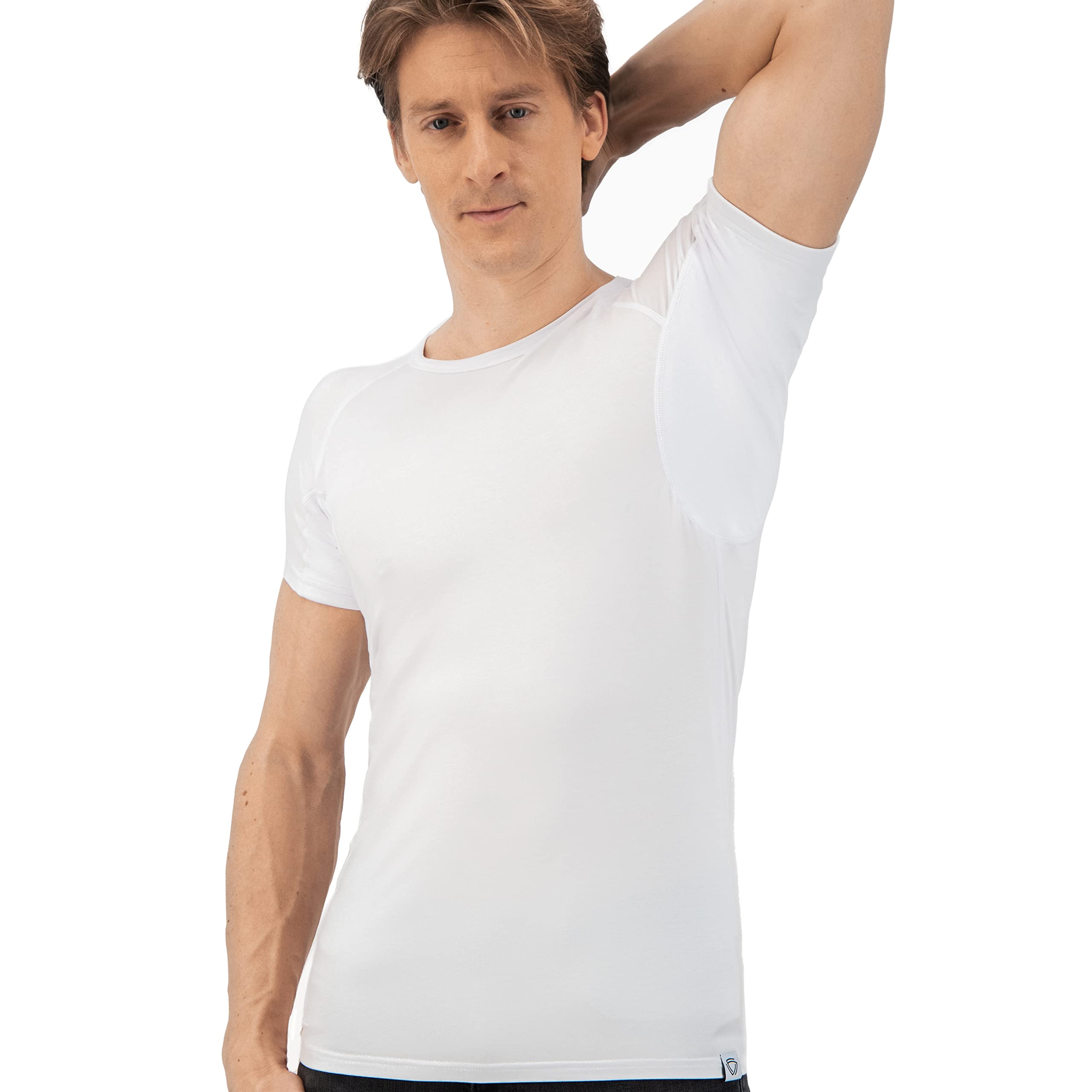 T-Shirt Anti Transpiration - T-Shirt Contre Les Taches de Sueur - Tee Shirt Anti Transpirant - avec ArmPads Pro & Traitement à l'argent - Hommes - Col Rond