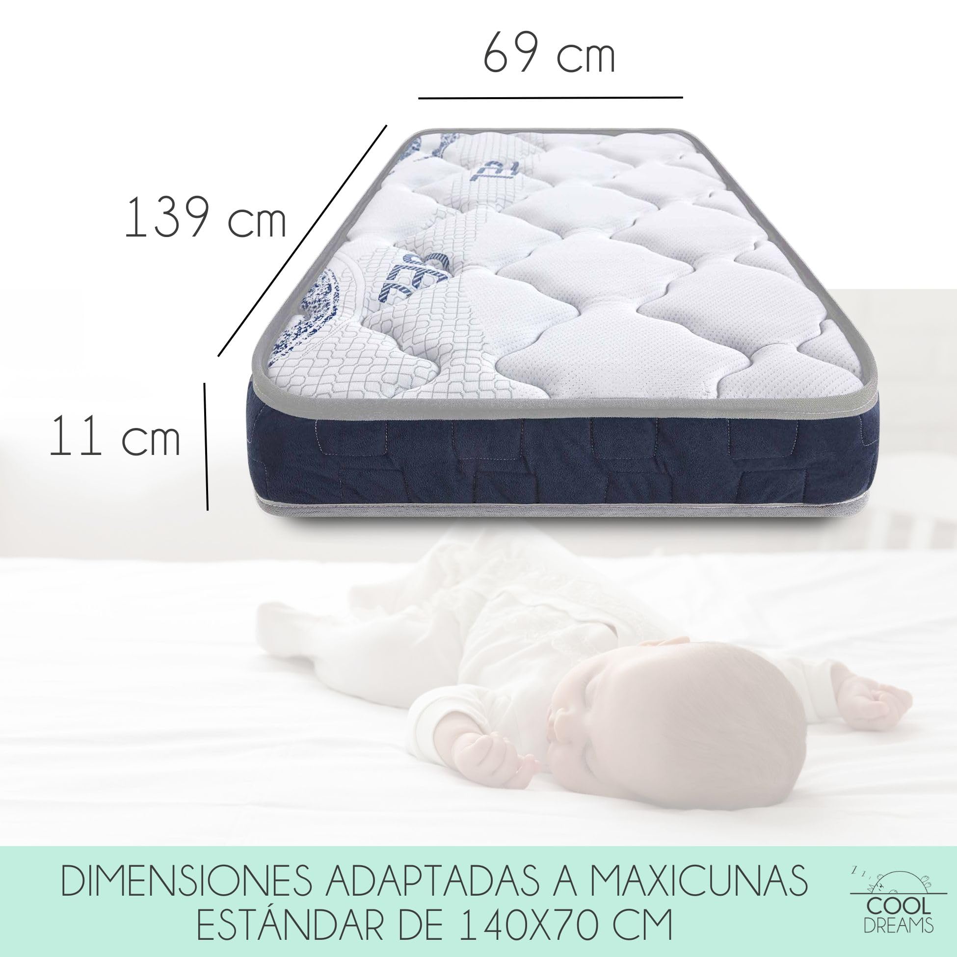 Symphony CoolDreams - Materasso viscoelastico, 70 x 140 cm, in schiuma HR | Viscoelastico termosensibile, schiuma HR a cellule aperte, tessuto 3D traspirante e certificati OEKO-TEX® e CertiPUR®.