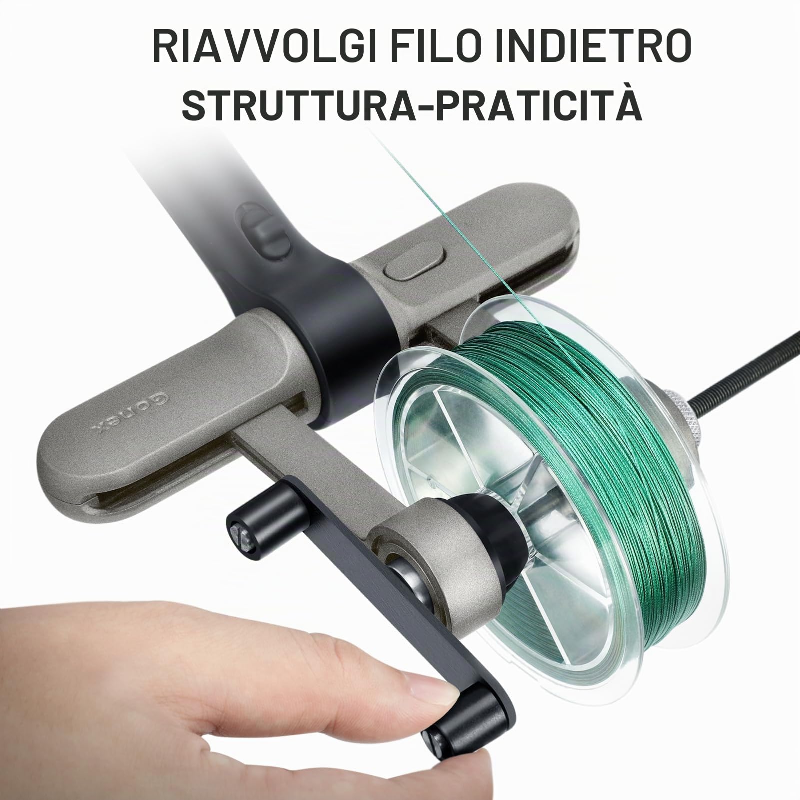 Gonex Imbobinatore Avvolgitore Bobinatore Avvolgi per Mulinelli Pesca | Compatibile con Molti Mulinelli, Corpo Inox, Pinza in Alluminio, Uso Mancino/Destro, Portatile per Barca e Kayak.