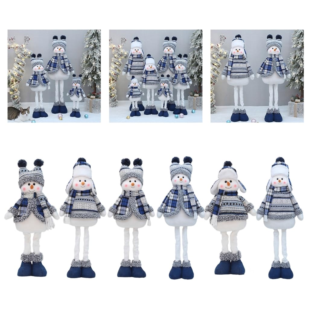 Figurine en peluche à longues pattes - Bleu - Décoration de Noël - Arbre de bureau - Décoration de fête