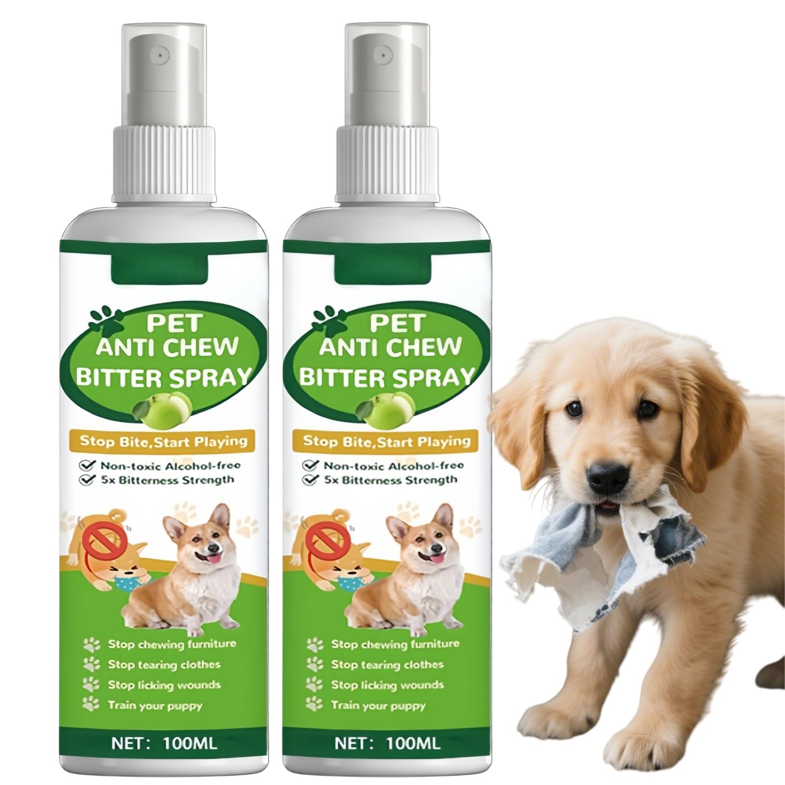 2*100ml Bitter Apple Anti Chew Spray,Fast Effective Dog Chew Stopper
