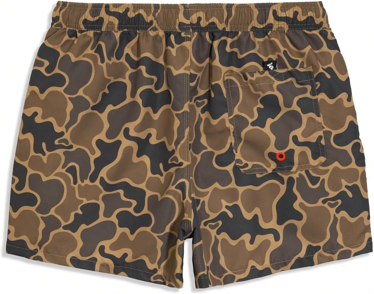 WDIRARA Men's Camo Swim Trunks Drawstring Waist Board Shorts with Lining