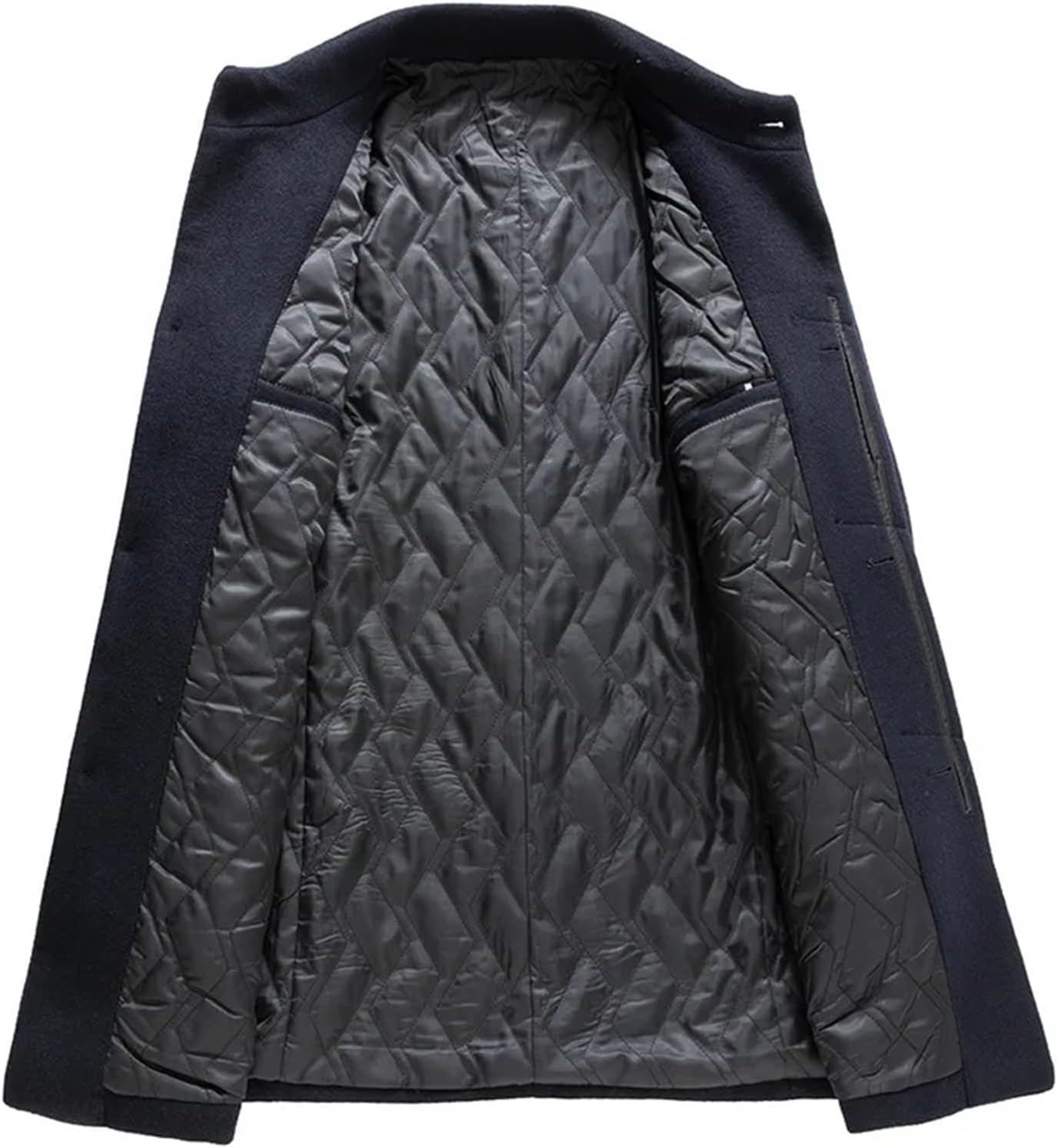 Mens Woolen Coat Winter Wool Jackets Men Stand-Up Collar Business Casual Warm Trench Coat Windbreaker Male Overcoat