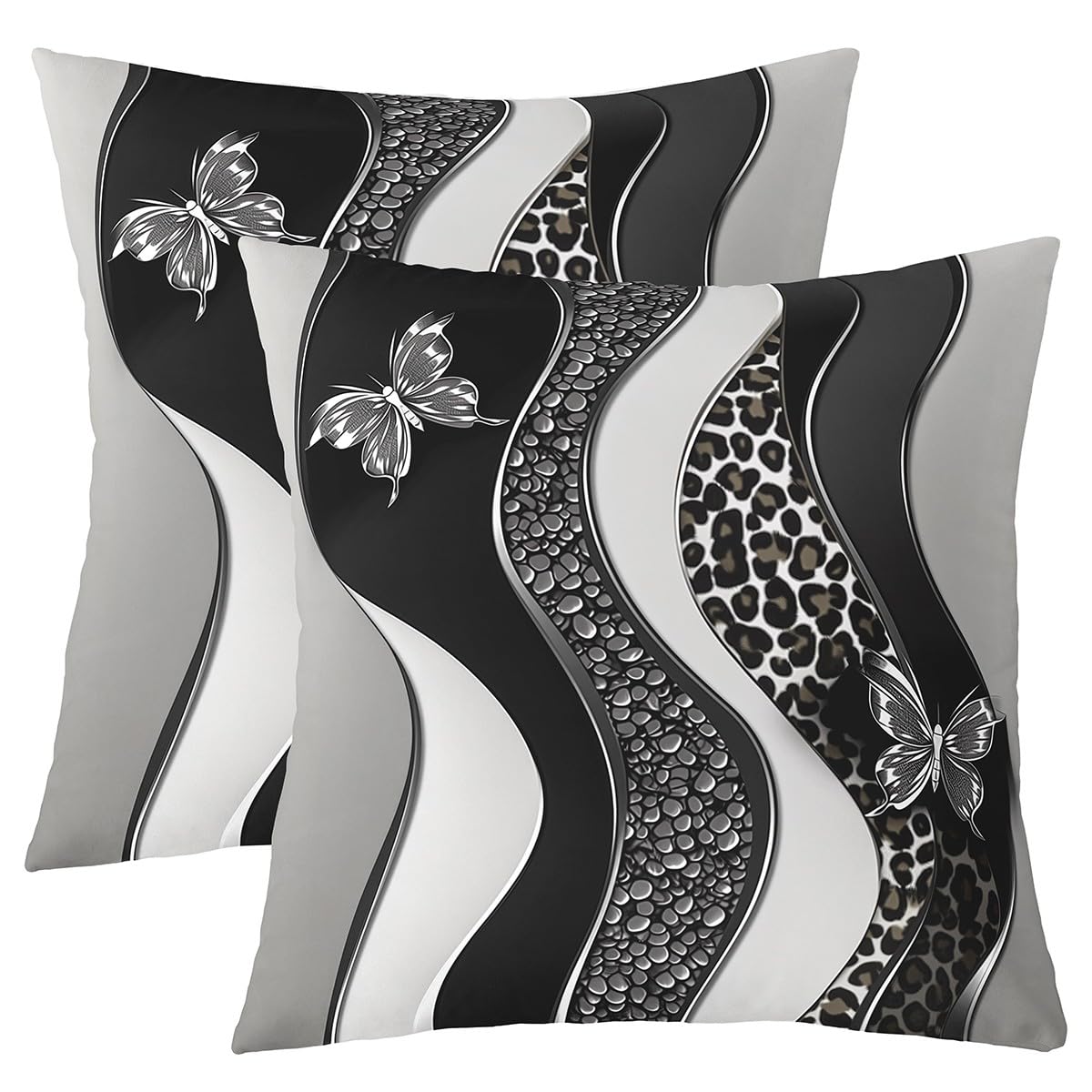 Housse de coussin léopard 55x55 cm Loussiesd lot de 2 pour décoration de canapé salon