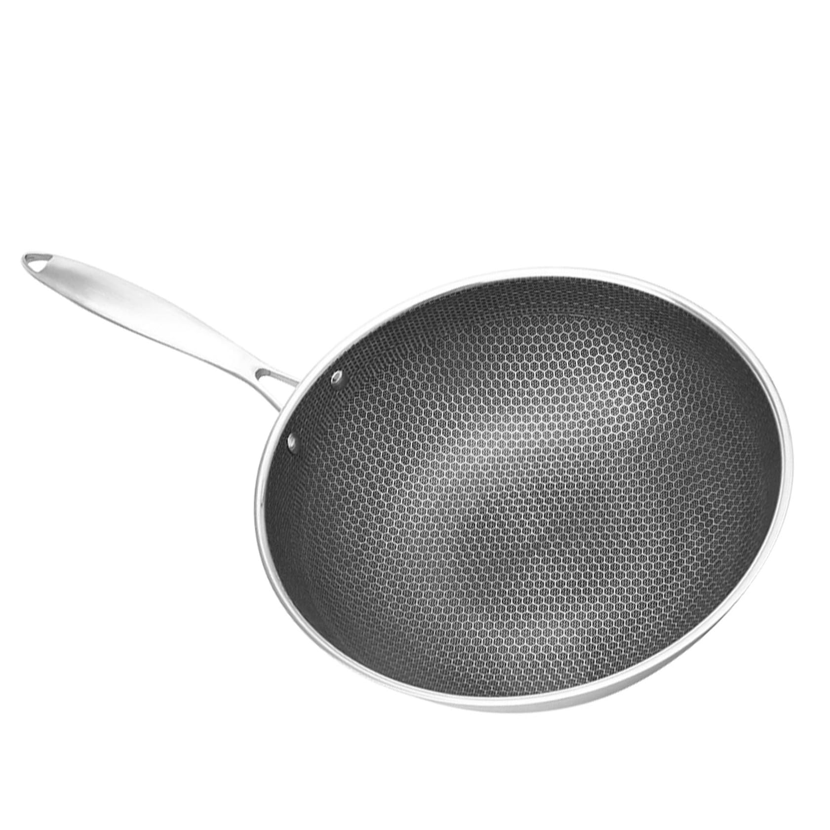 Wok in Acciaio Inox Manico Ergonomico Antiaderente
