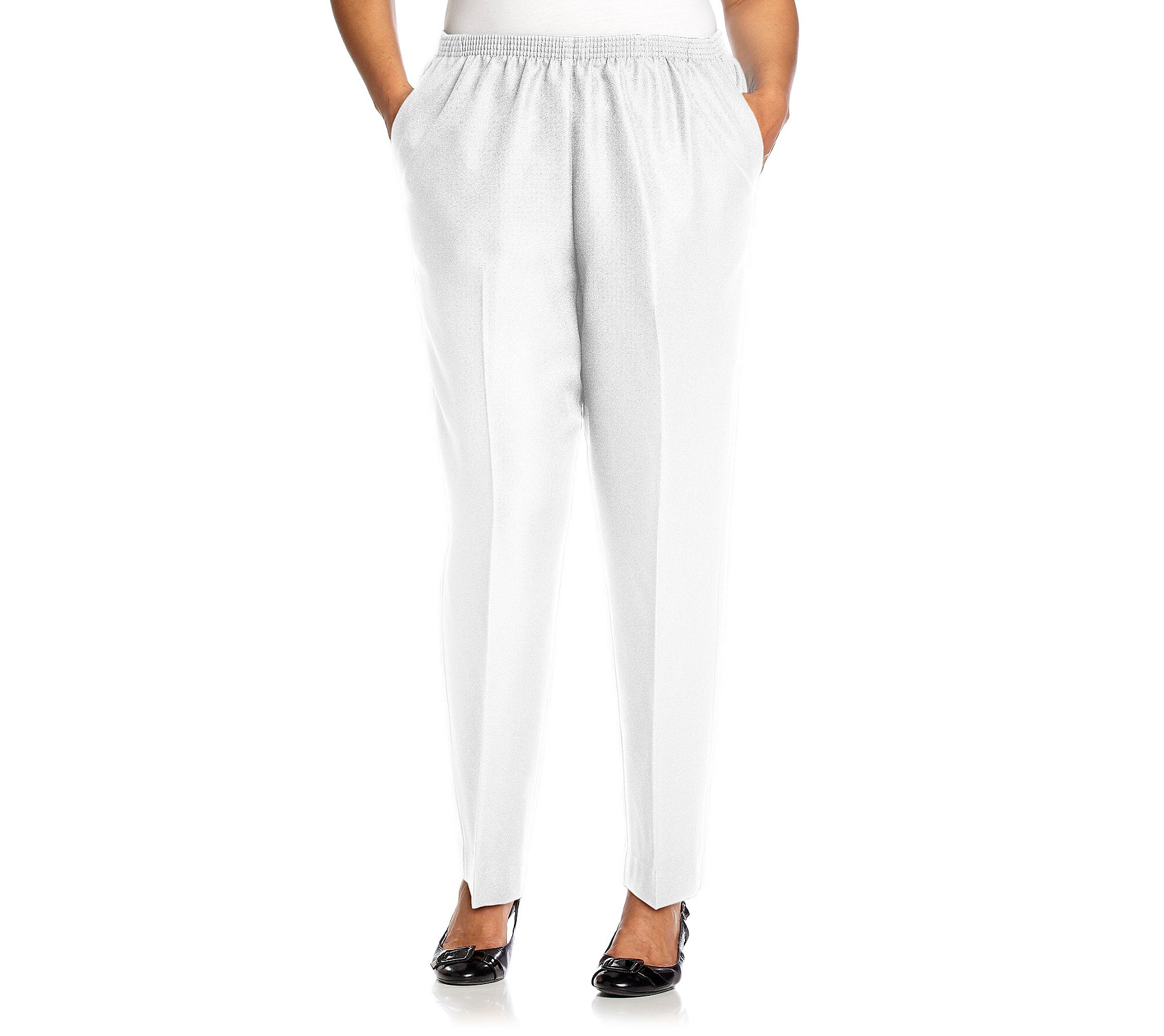 Alfred Dunner Womens Plus High Rise Office Straight Leg Pants White 20W