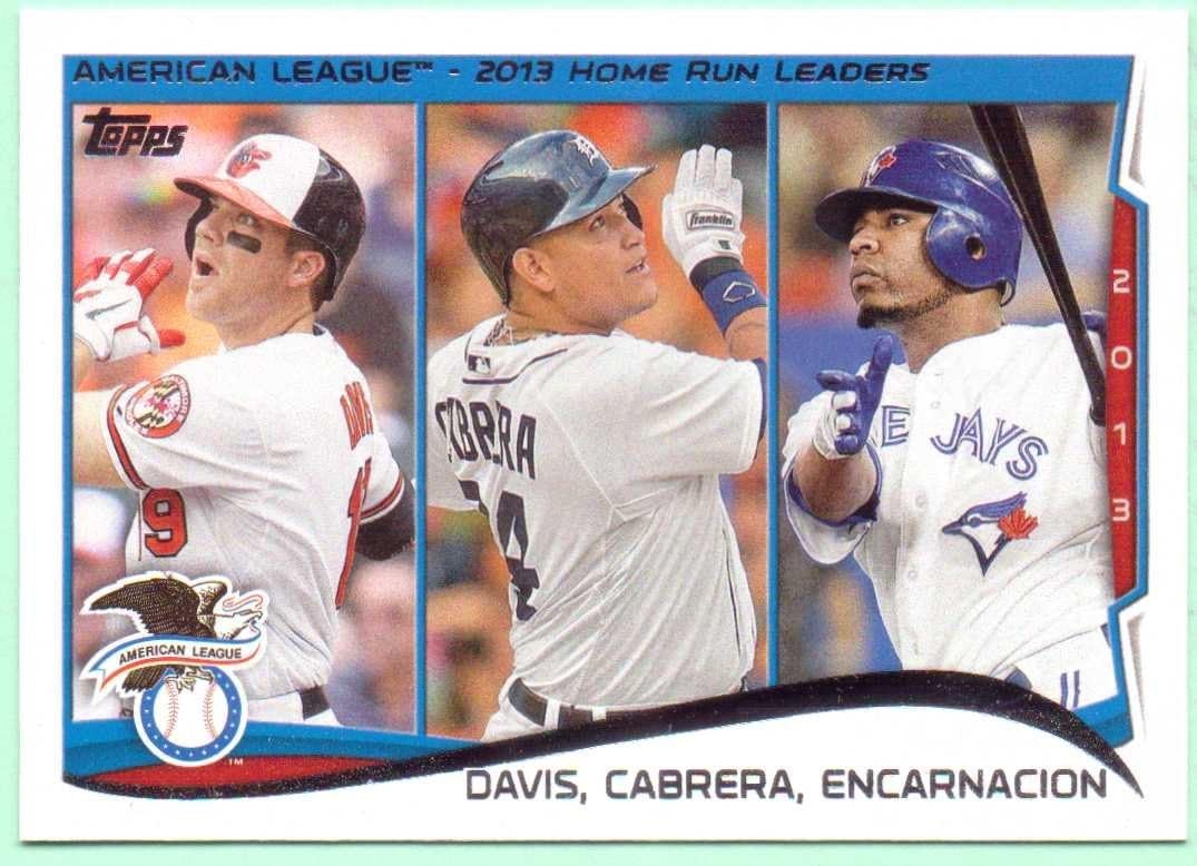 Miguel Cabrera, Edwin Encarnacion, Chris Davis 2014 Topps 2013 American League Home Run Leaders #29 - Baltimore Orioles, Detroit Tigers, Toronto Blue Jays