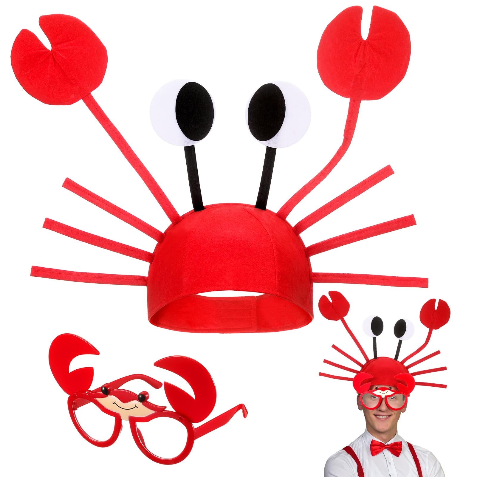 Neer 2 Pcs Carnival Funny Hat and Glasses Set Novelty Party Hat Dress up Sunglasses Cosplay Costume Accessories for Photo Props