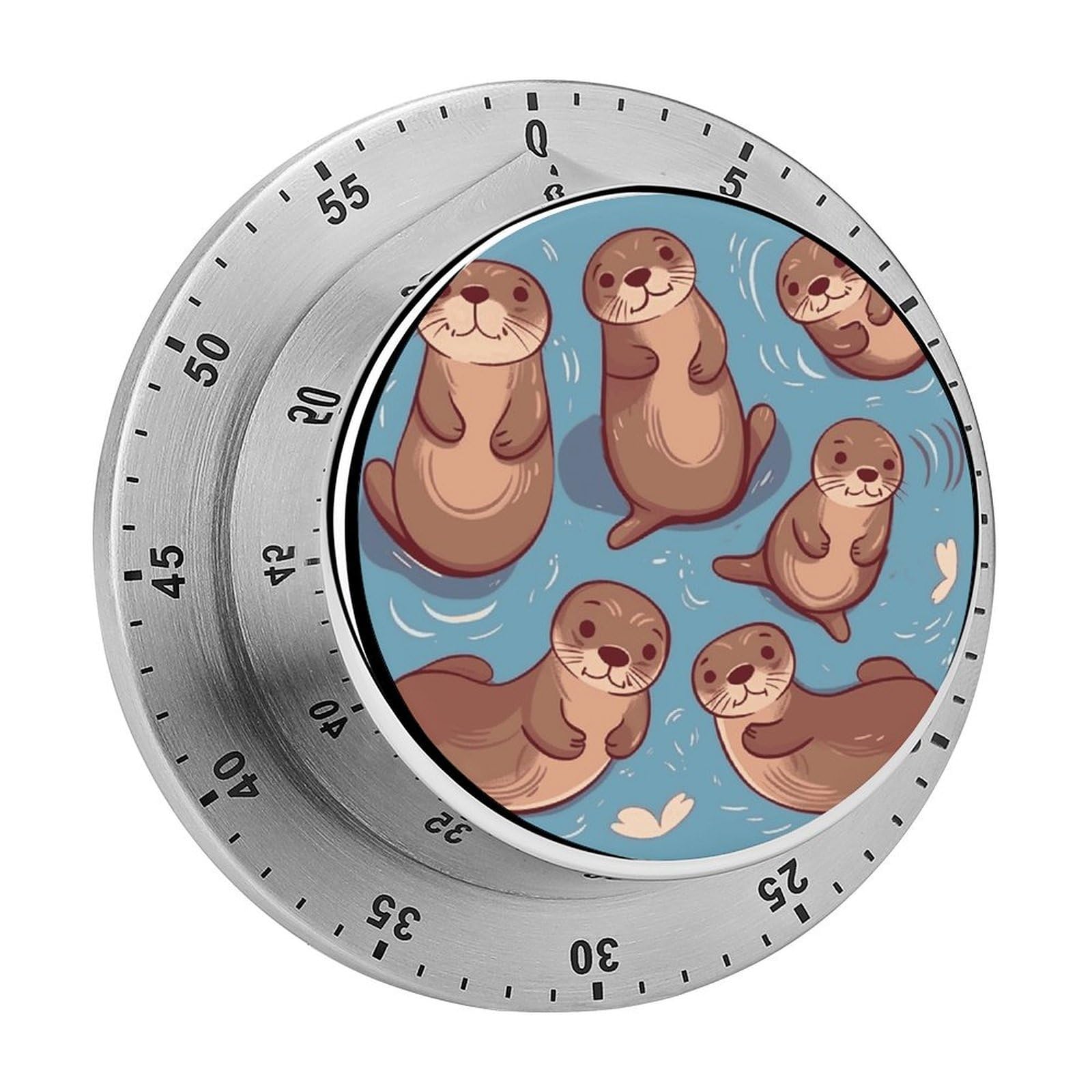 Animal Cute Brown Otters Kitchen Timers for Cooking Chef Stainless Steel Timer Clock with Loud Alarm Mechanical 60 Minute Wind Up Timers No Batteries Required Manual Countdown Timer