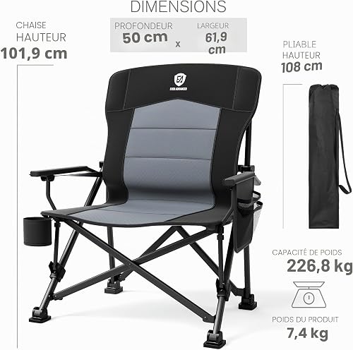 EVER ADVANCED Sedia da campeggio pieghevole, 230 kg, portata XL - 8