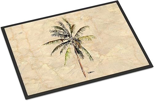 Caroline's Treasures 8482MAT - Felpudo de palmera de 18 x 27 pulgadas, para interiores y exteriores, para entrada, antideslizante, lavable, pelo