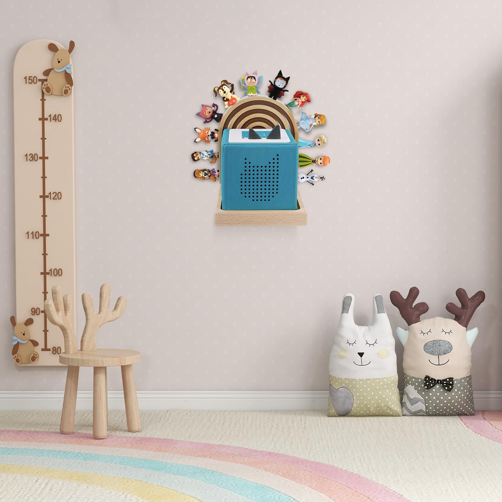 Givilio Tonie Shelf Lunette for Toniebox Starter Mounted, Magnetic Wooden Floating Shelves Compatible with Tonie Box Player Tonie Figures Storage Tonie Shelvies