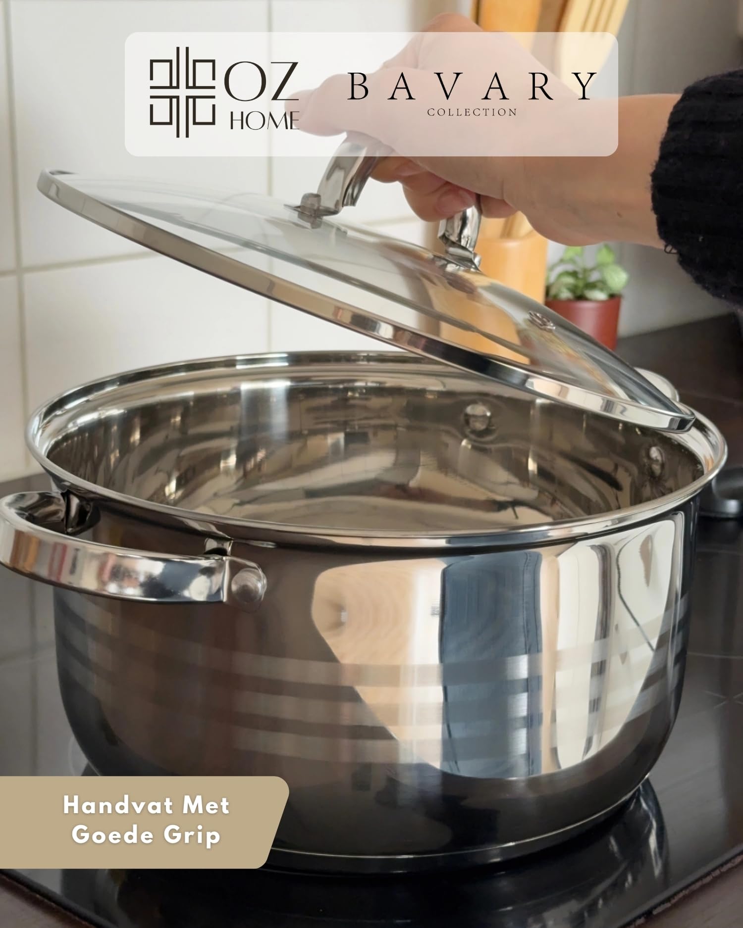 BAVARY Batterie De Cuisine Inox 18/10, 8-Pcs Casserole Inox - Faitout Induction - Batterie De Cuisine Induction Avec Casserole Induction & Couvercles Verre - Casserole Tout Feux, Ustensiles De Cuisine