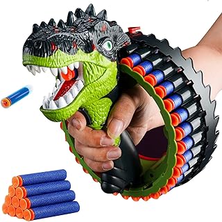 RSTJ-Sjef Automatic Blaster Toys Gun for Boys 6-12 Year Old Birthday Gifts, Electric Foam Blaster Dinosaur Toy Guns for Nerf Guns Bullets, 40PCS Bullets and Rechargeable Battery