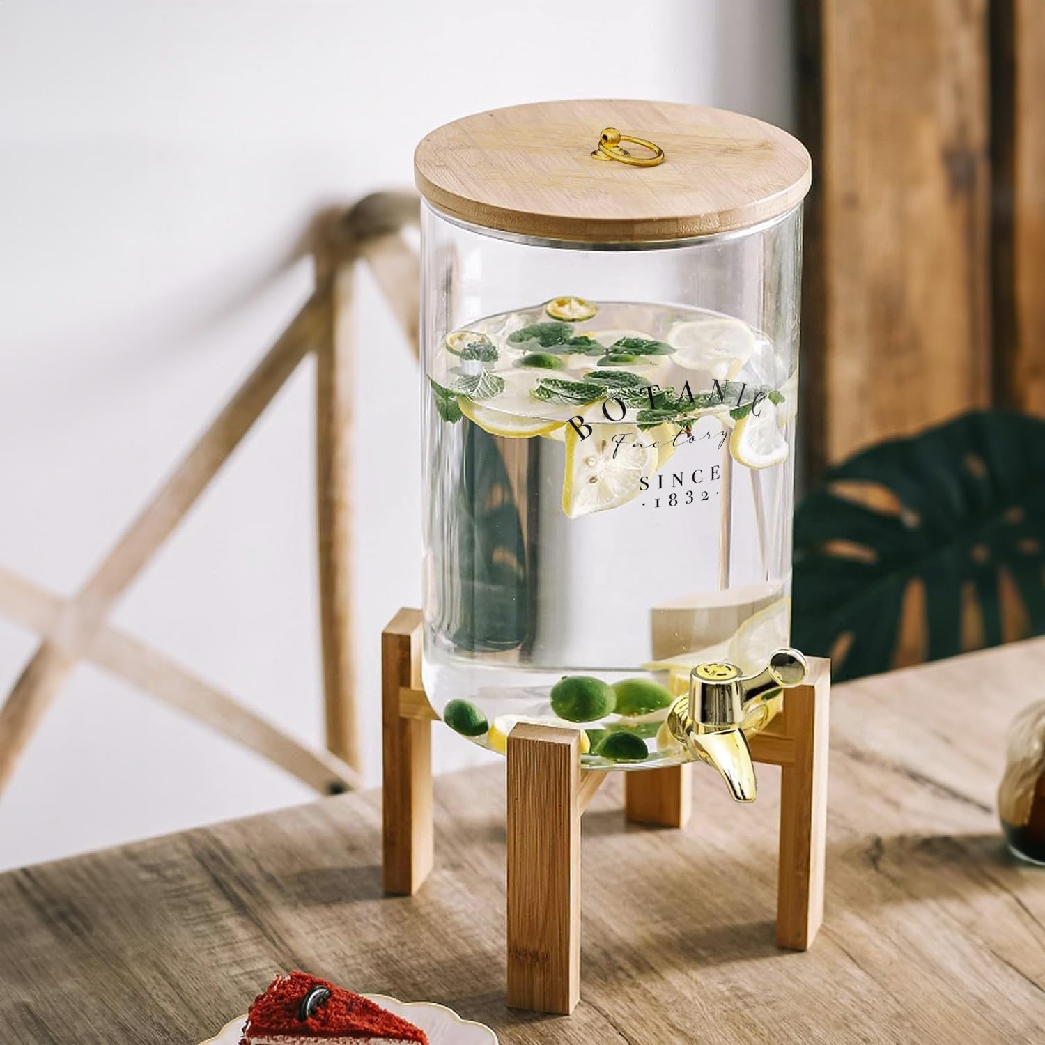 Dispensador multifunción de 8 l con soporte de bambú – Ideal para fiestas, refrescos y uso doméstico – Versátil para bebidas y detergentes