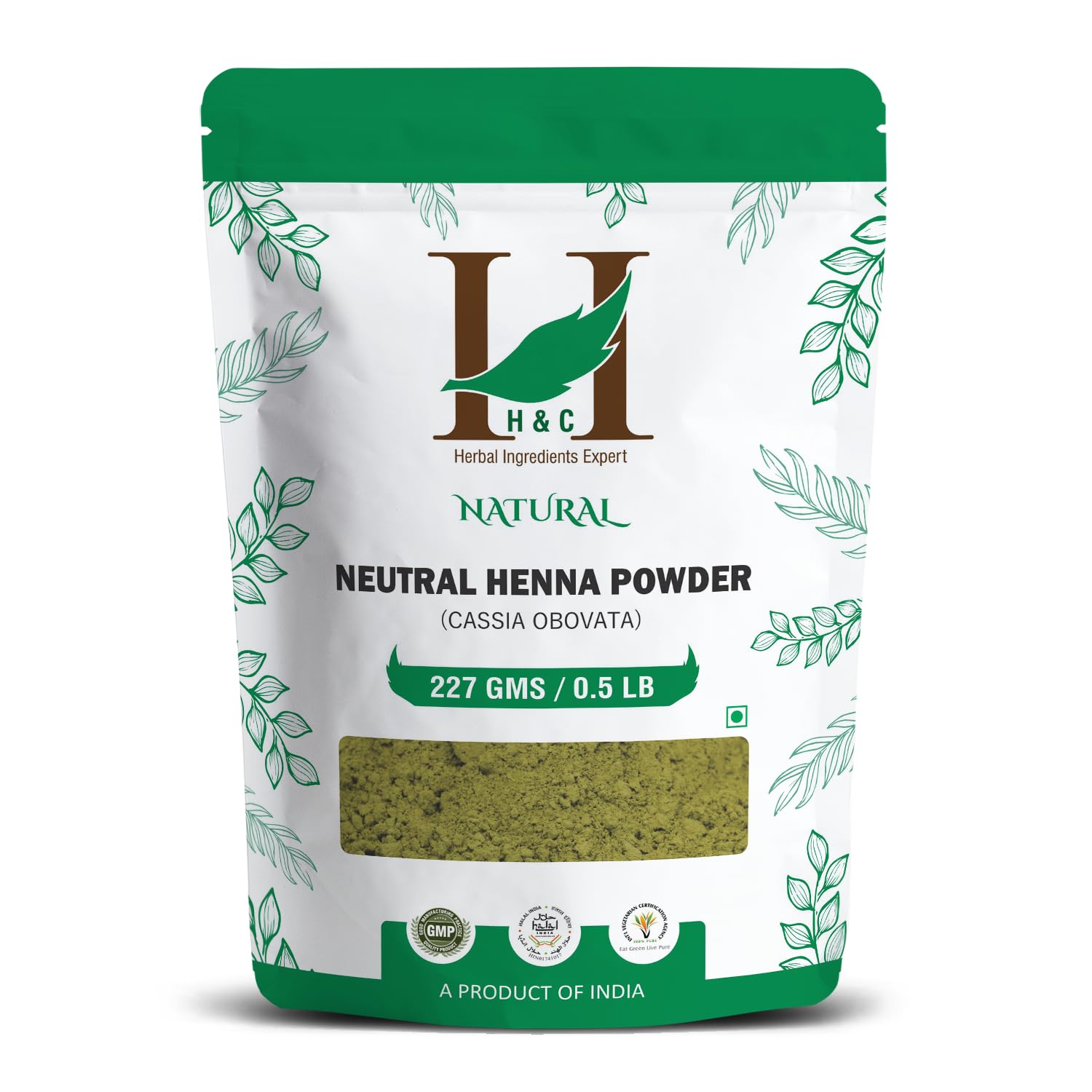 H&C 100% Pure Neutral Henna Powder/Colorless Henna/Senna Powder/Cassia Obovata (227g / (1/2 lb) / 8 ounces) For conditioning your hair without coloring.