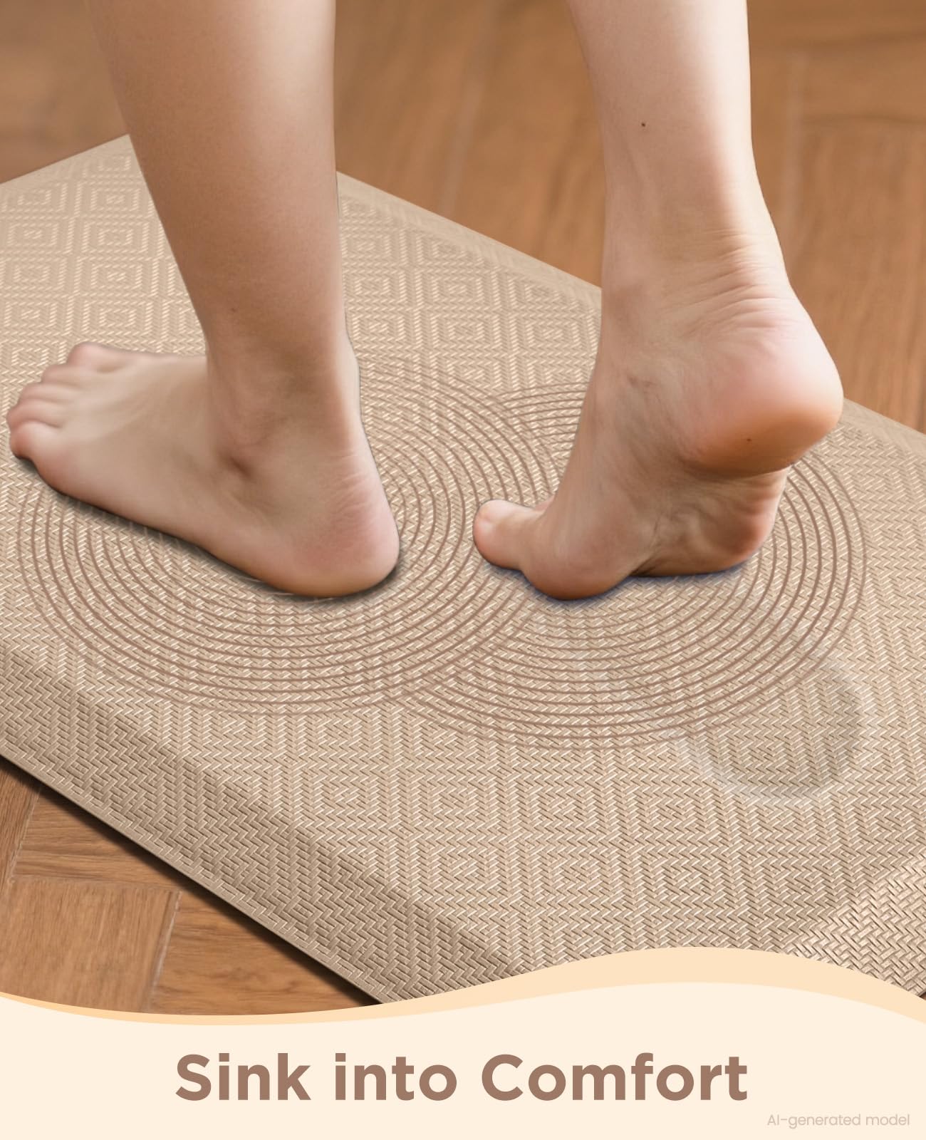 Ophanie Tappetini da cucina per pavimento, tappeti da cucina spessi 9,5 cm, 50 x 99 cm, tappetino imbottito anti-affaticamento, impermeabile, comodo, ergonomico per ufficio, casa, lavandino, fondo
