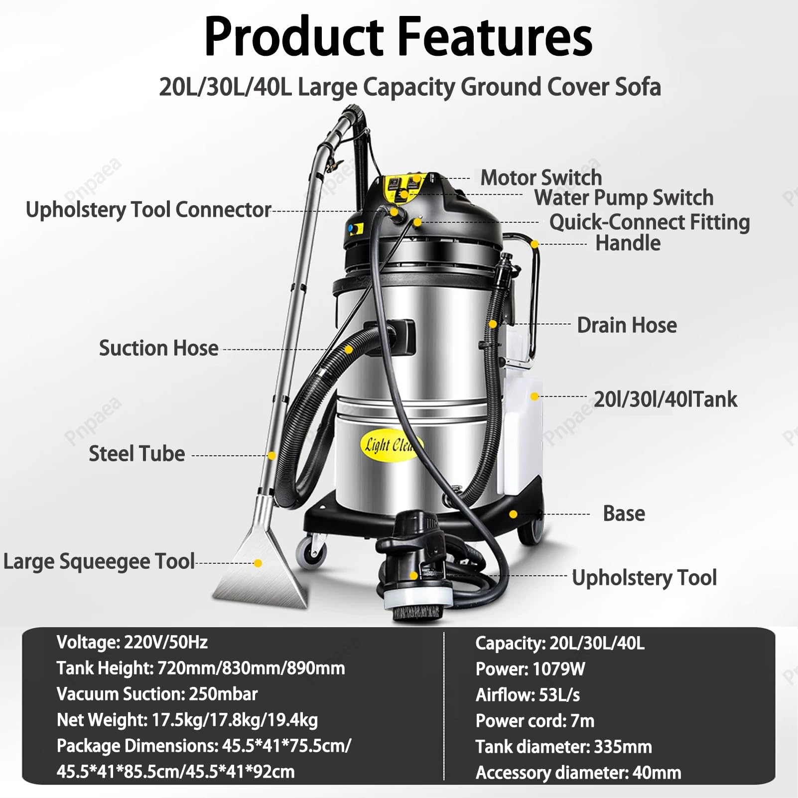 Nass- Und Trockensauger1079 W Industriesauger MetallbehäLter, 20L-withSofa-StyleMagicHead
