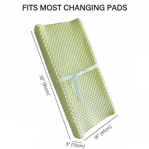 Miniatura 5 de Fundas para cambiador, funda de felpa ultrasuave con lunares minky para bebés, niños y niñas, verde primavera y crema (paquete de 2)