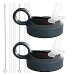 2 Pack - Paravalve High Performance Straw Lid for wide mouth water bottles, Leak-Proof, Insulated, Soft Touch Ring Handle, BPA Free