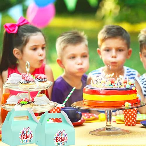 Miniatura 2 de Gable Treat - 30 cajas pequeñas de regalo, papel de estraza de cartón azul para regalo de fiesta, cajas de galletas de postre para cumpleaños, baby