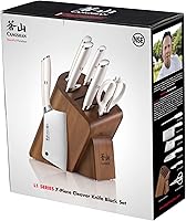 Vista 9 de Cangshan L1 Series juego de 7 piezas de bloque de cuchillos con cuchillo de cocina, acero alemán forjado, blanco, 1027129