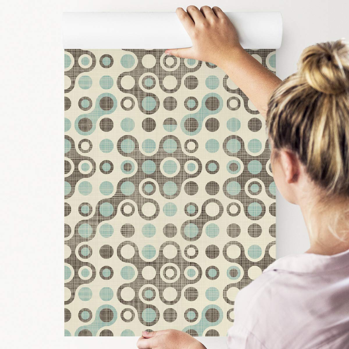 Muralo Papier Peint Abstrait Roues Style Rétro - 10m x 53 cm