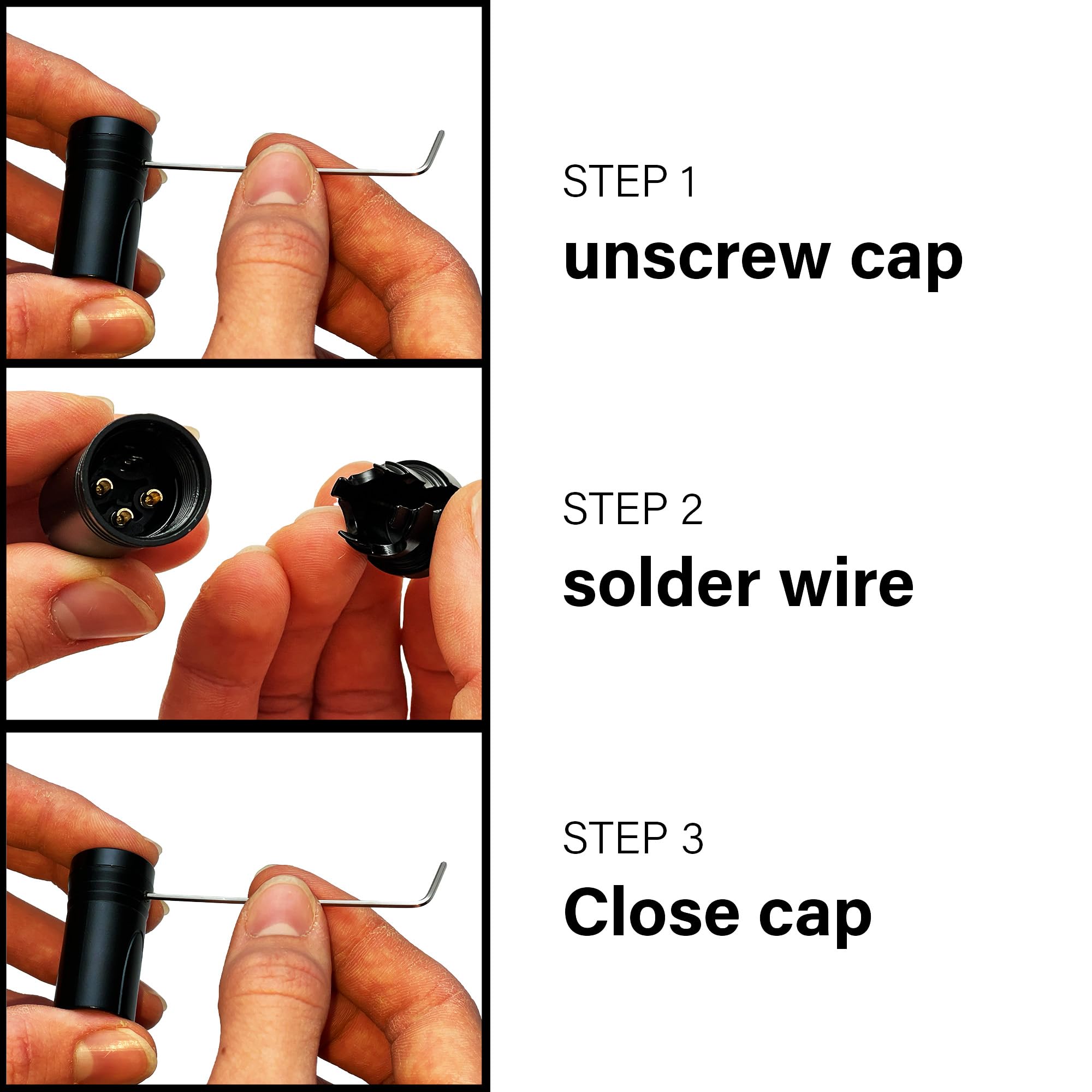 Niedriges Profil-XLR-Kabel, verstellbarer Winkel mit vergoldeten Steckern, DIY, inklusive Inbusschlüssel zum einfachen Anschließen, platzsparendes Design für Audio-Profis und Musiker (3.0