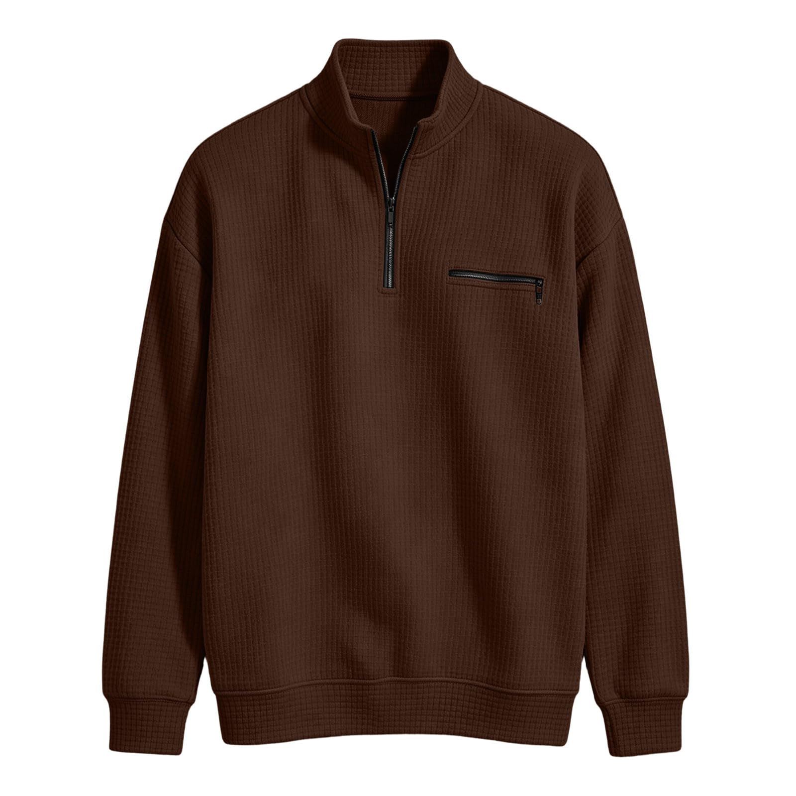 Generico Felpa Uomo Slim Fit Manica Lunga Felpa con Zip Tinta Unita Casual | Regular Fit Confortevole, Girocollo Essenziale, Maniche Lunghe e Finiture Elastiche per Libertà di Movimento Quotidiana