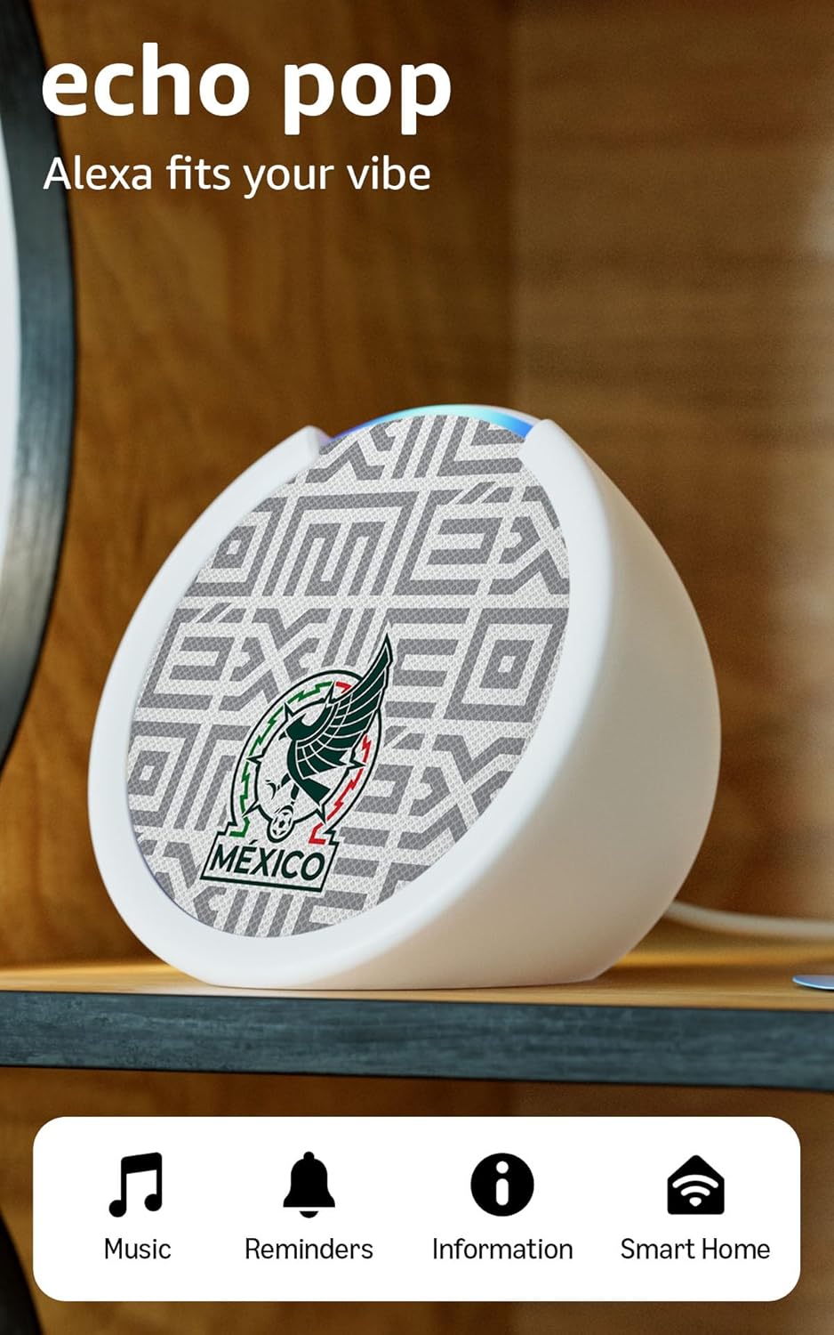 Amazon Echo Pop (newest model) | Officially Licensed Mexico National Soccer Team Limited-Edition (Green)