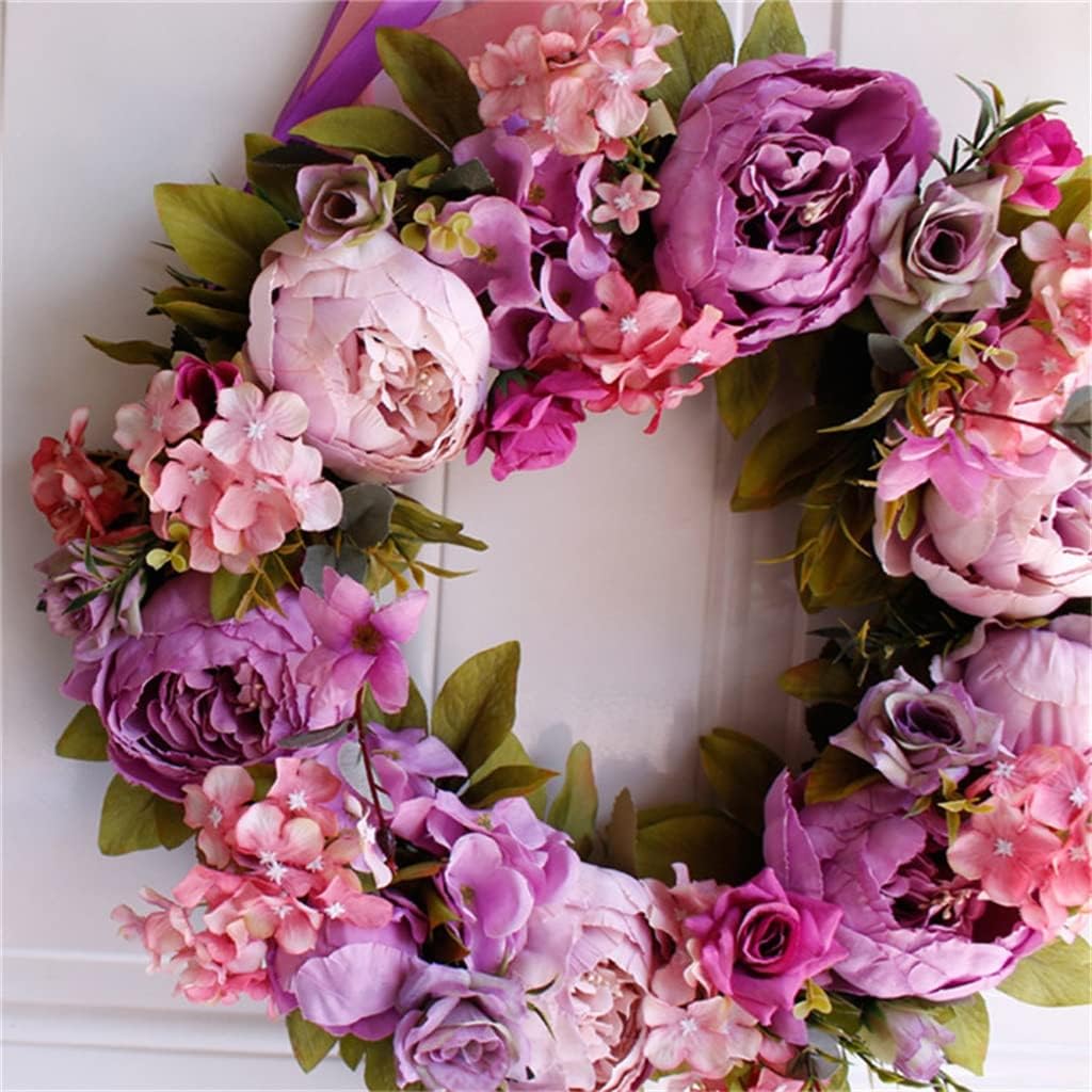 Light Flower Natural Rattan Garland Retro Door Wall Decoration Peony Artificial Wreath Wedding Decor