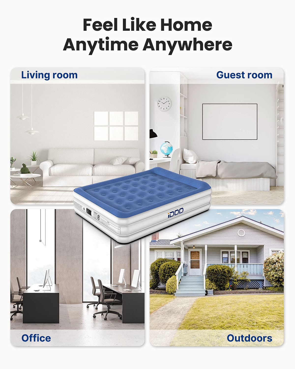 iDOO King Size Air Bed, Inflatable bed with Integrated Pillow