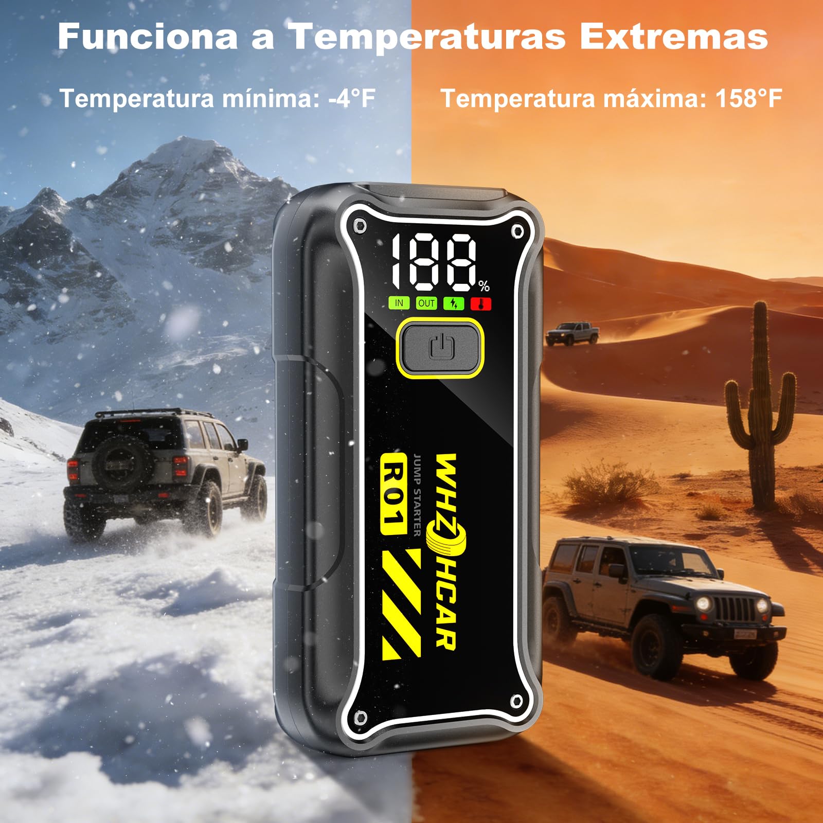 Arrancador de Coches 7000A 12V Arrancador de Baterias de Coche (para 10.0L de Gasolina o 8L de Diésel) Jump Starter Portátil con Linterna LED, USB Carga Rápida, Clips de Seguridad Inteligentes