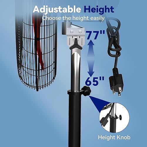 Miniatura 5 de Ventilador de pedestal industrial profesional de 30 pulgadas, circulación de aire de alta velocidad de 9500 CFM, ventilador de pie de metal
