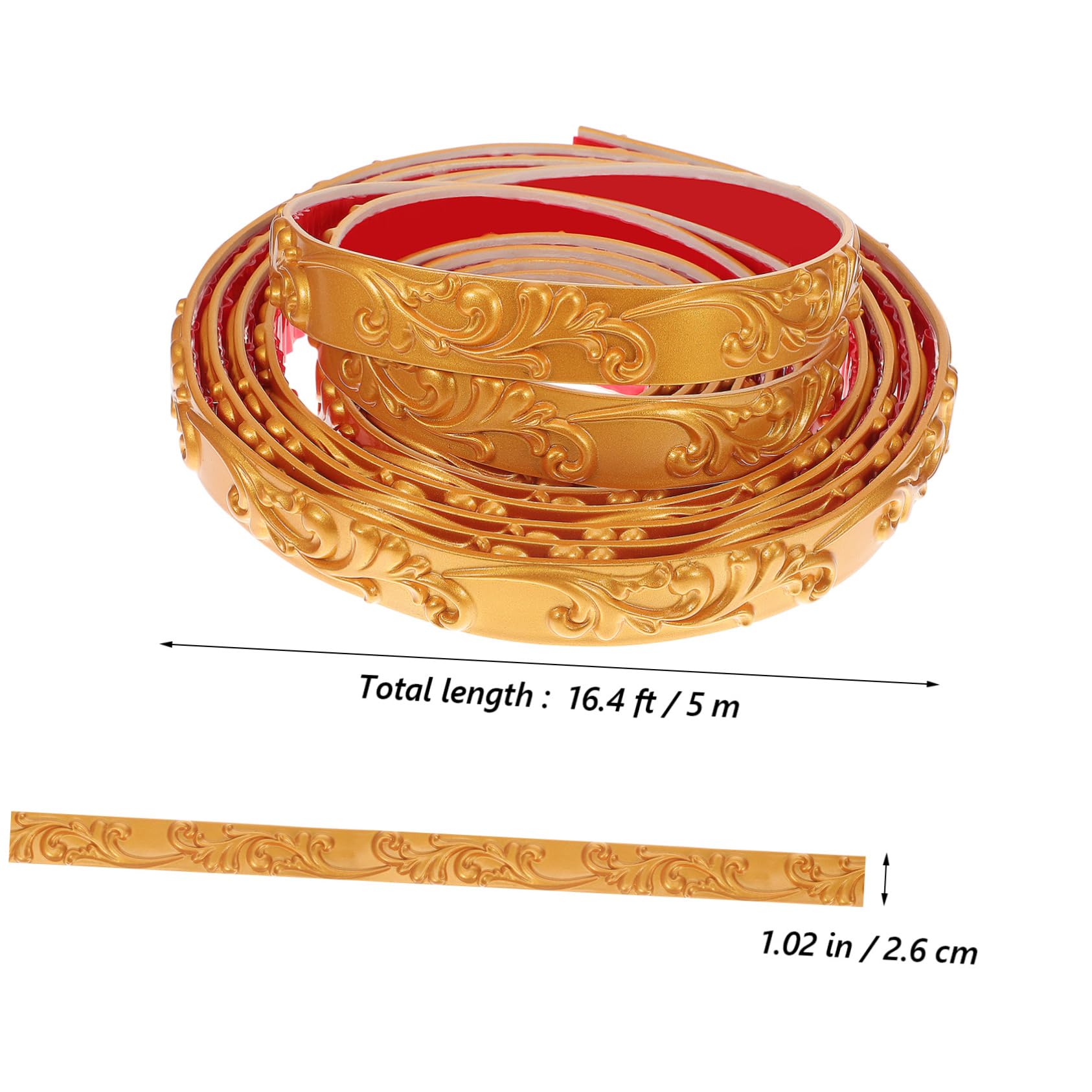 Moldura de Pared Autoadhesiva Flexible de Pvc, 1 Rollo Dorado