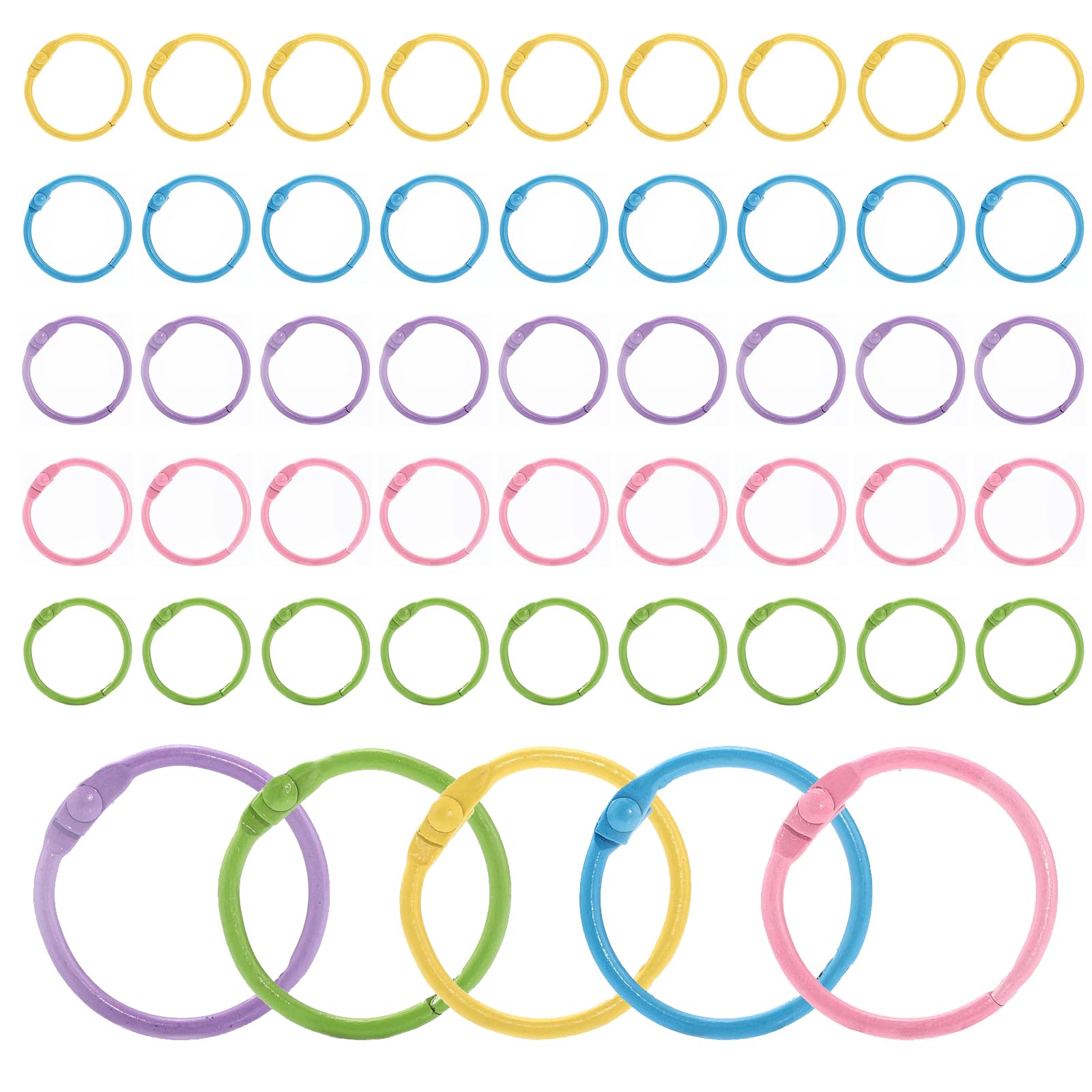 Metal Binder Rings 30mm, 50 Pcs Paper Binding Book Binder Rings Colorful Loose Leaf Binders Ring for Book Crafts Flash Cards