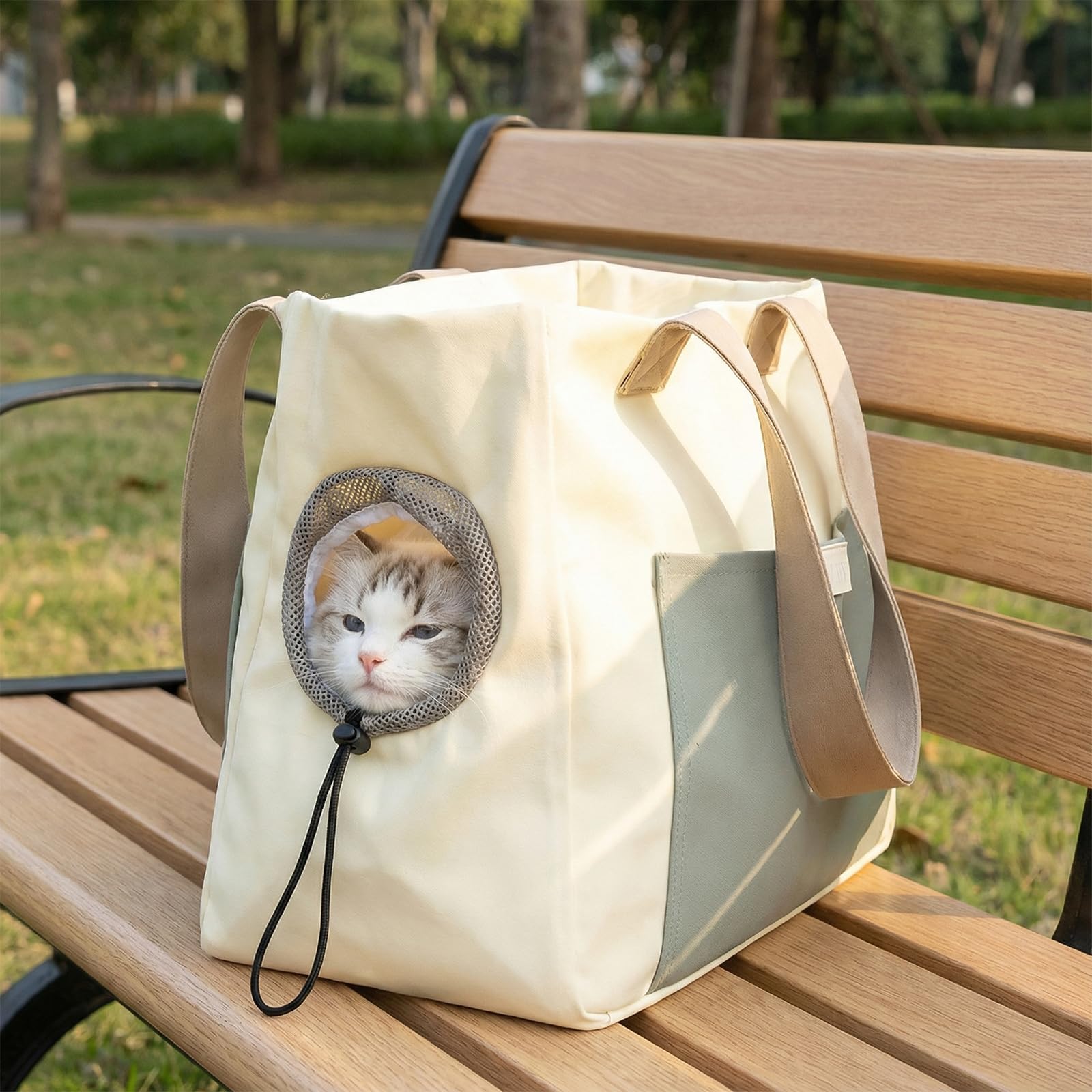 Haustiertasche bis 10kg, Tragetasche Katze zum Umhängen, Hundetasche für Kleine Hunde, Kleine Haustiere Transporttasche Canvas Tasche Unisex Umhängetasche Schultertasche
