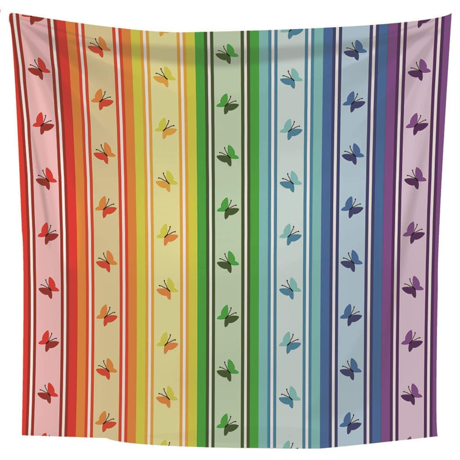 Tapisserie murale rayures papillons multicouleur pour decoration salon