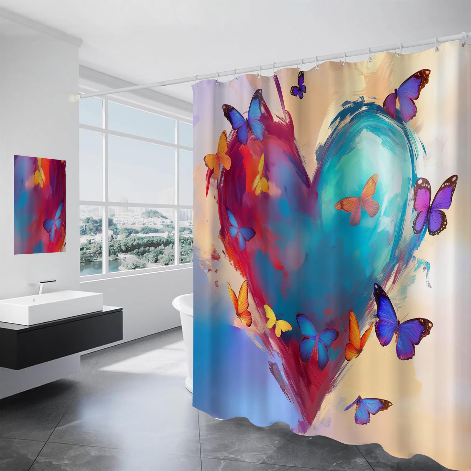 Rideau douche anti moisissure 180x200 cm en tissu lavable pour baignoire