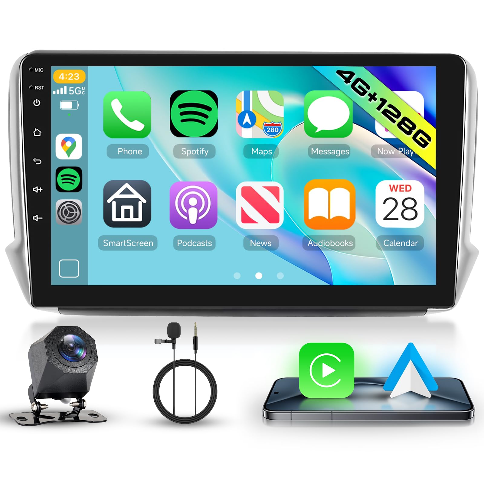 Hodozzy 4G+128G Android Car Stereo for Peugeot 208/2008