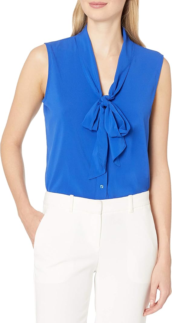Amazon.com: Calvin Klein Blusa para mujer, Blusa con cuello de corbata., L  : Ropa, Zapatos y Joyería