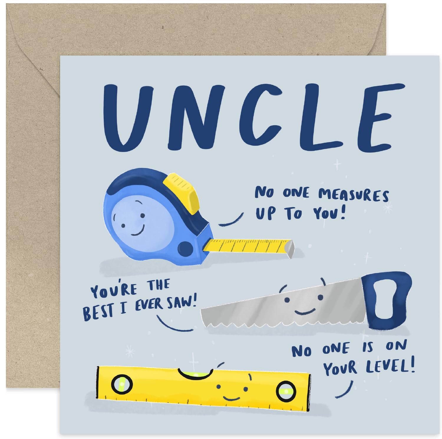 Old English Co. Geburtstagskarte Für Onkel – „No One Measures Up To You“ Mit Werkzeug-Wortspiel, Blanko Innen