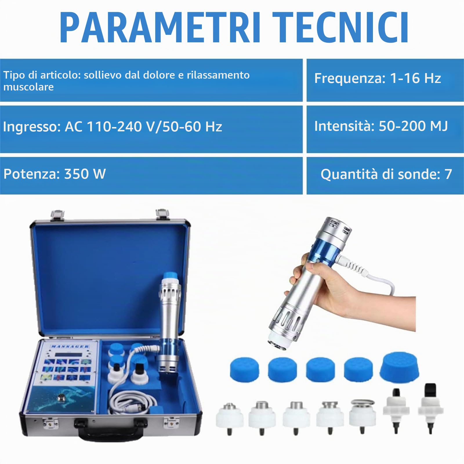 Dispositivo per terapia ad onde d'urto,macchina per terapia ad ultrasuoni,dispositivo per terapia acustica,con testina di massaggio multipla,per sollievo dal dolore da massaggio profondo,Button