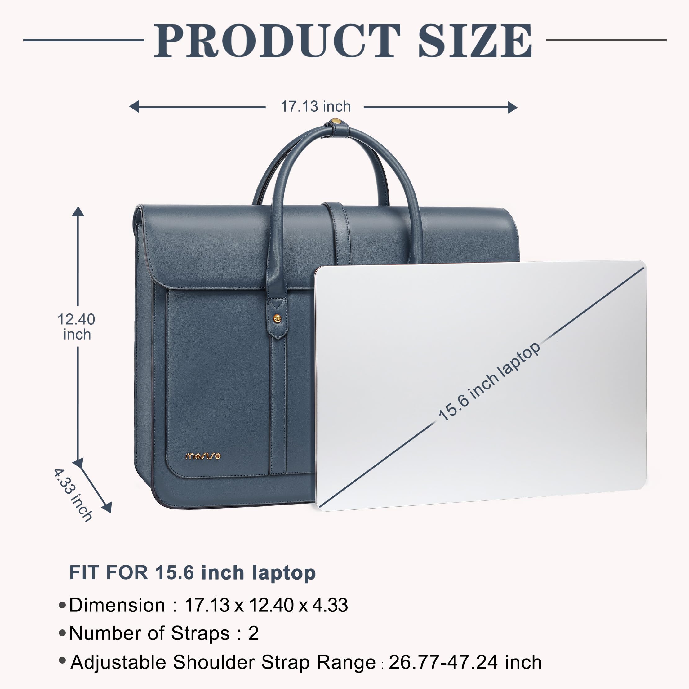 MOSISO Laptop Bolsa para Mujeres, 15 Inch Cuero PU Portátil Bolsa Hombro Convertible a Mochila,15,6-16 Pulgadas Messenger Bolso Trabajo Casual Maletín Viaje Computer Bolsa con Bowknot,Azul Pavo Real